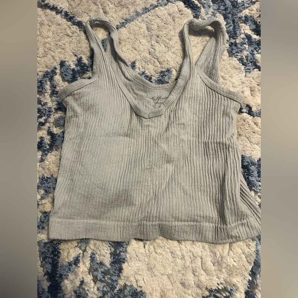 Gray Ribbed Knit Women's Top